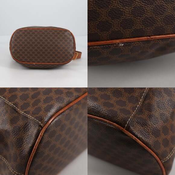 CELINE Macadam Canvas Shoulder Bag Pvc Leather Brown Gold - Picture 10 of 13